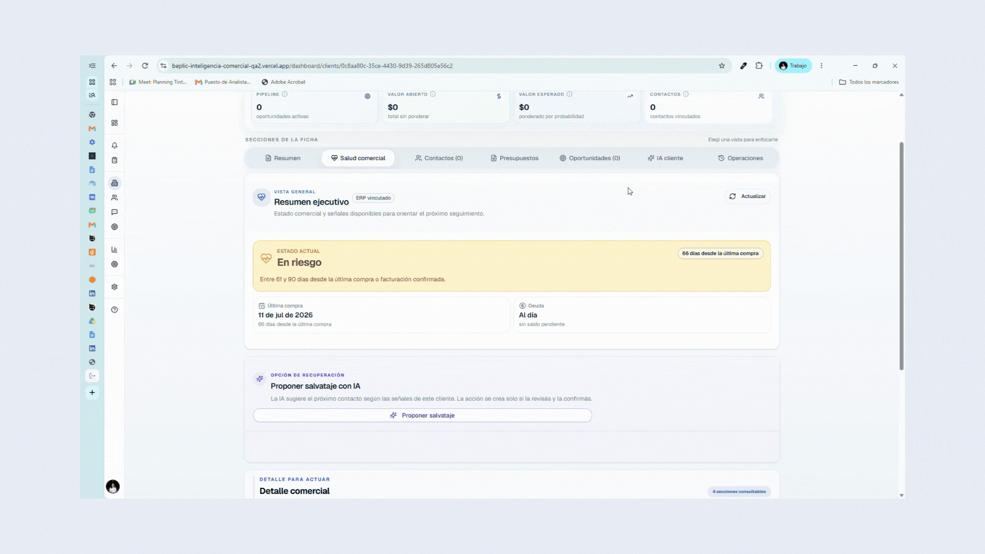 Alertas inteligentes de inactividad y venta cruzada en SmartCRM